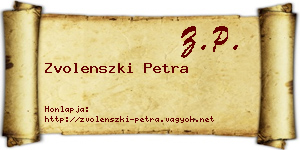 Zvolenszki Petra névjegykártya